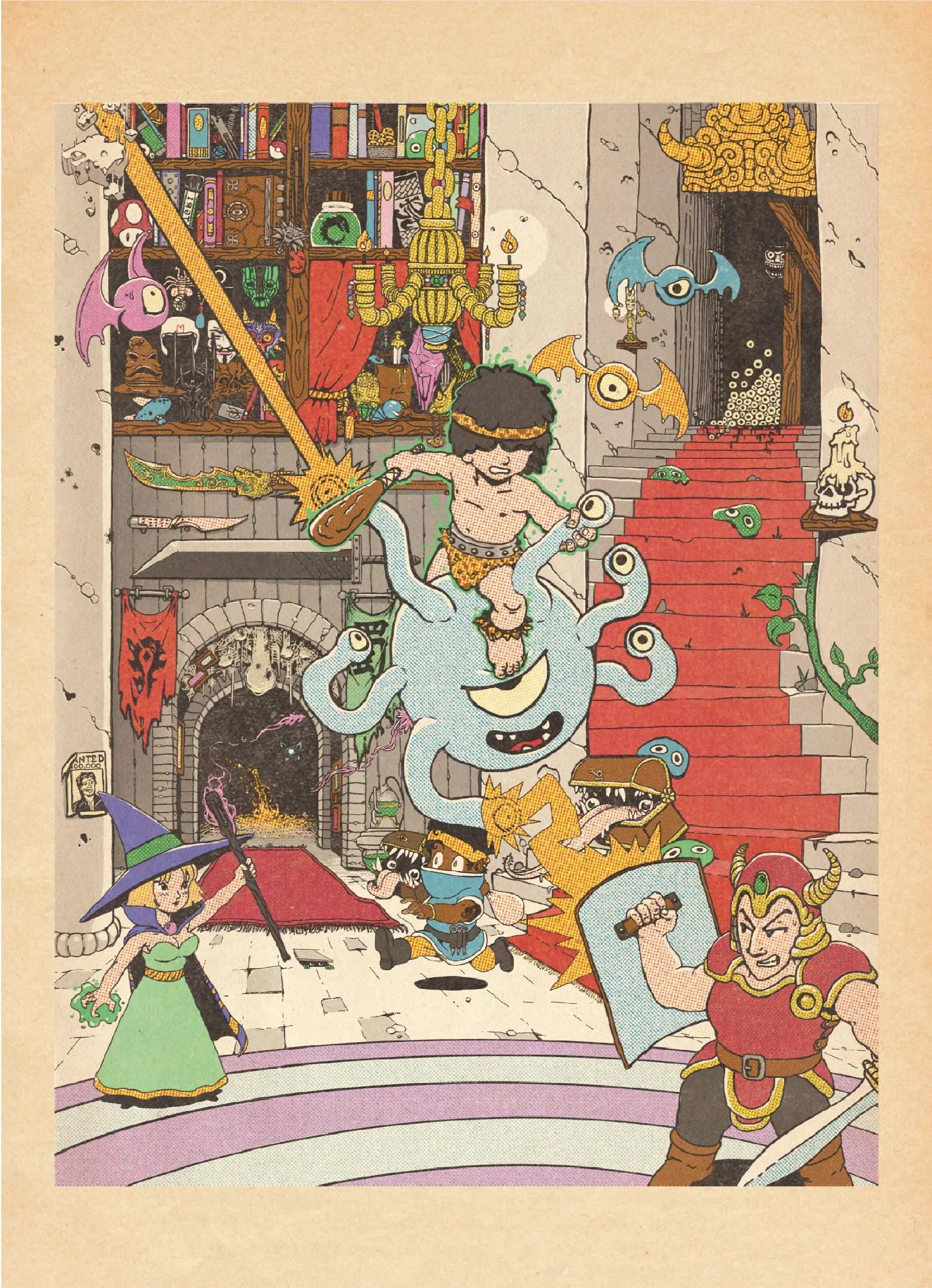 Art Print- Dungeon Battle: Dungeons and Dragons Fantasy RPG Illustration