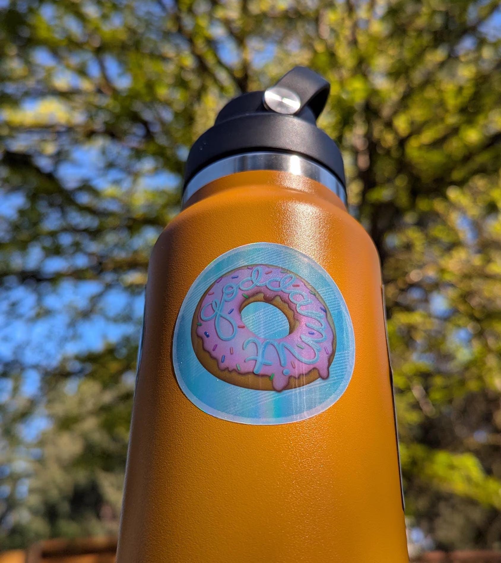Vinyl Sticker- Dungeon Crawler Carl waterproof holographic, Goddamnit Donut