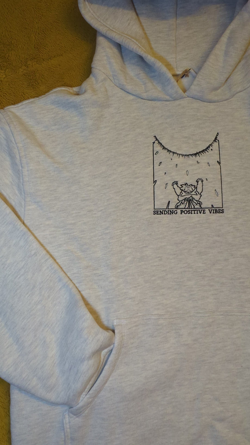 Hoodie- Goku, Sending Positive Vibes: Oversized Heavyweight 100% Cotton (Medium)