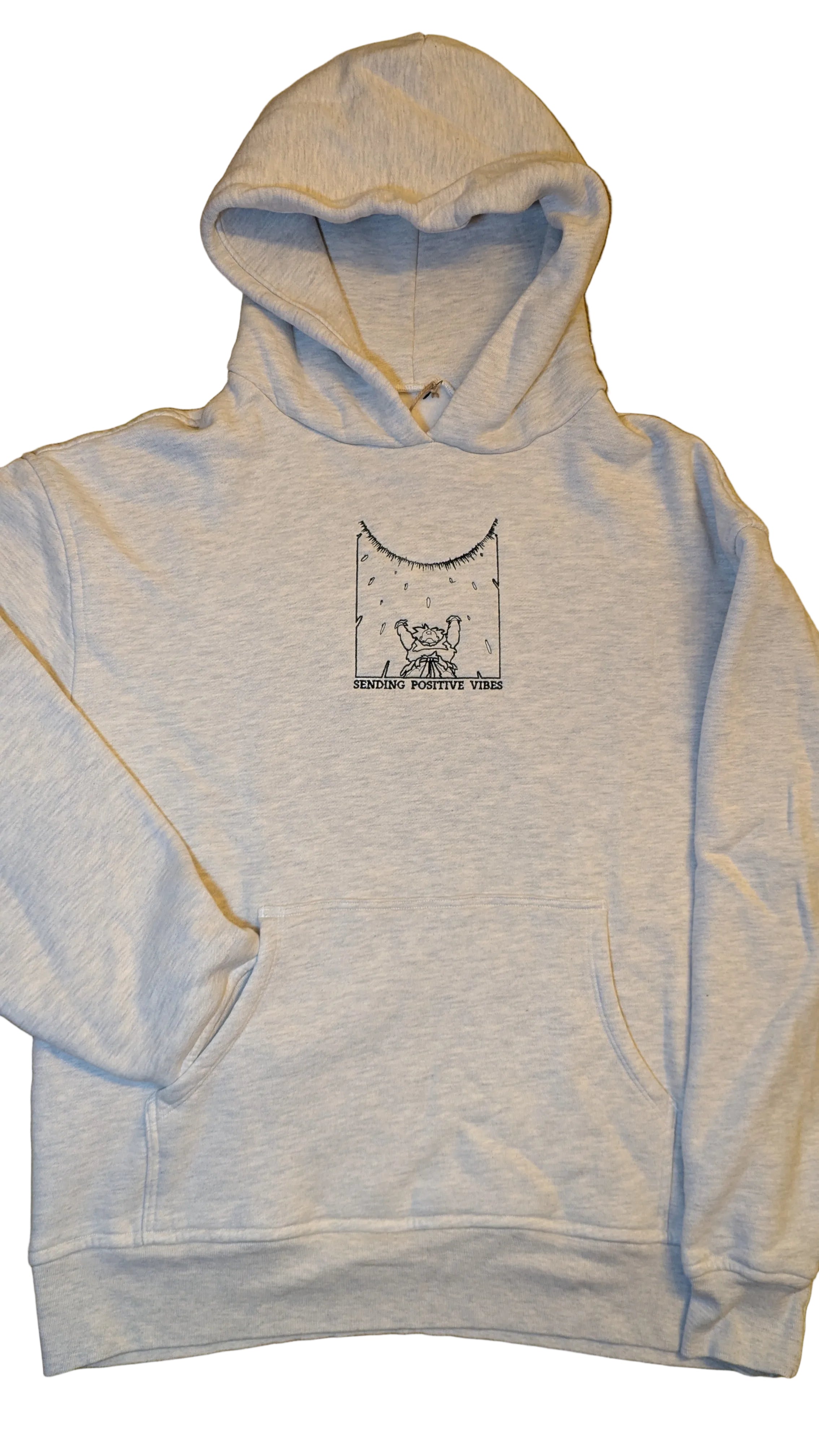 Hoodie- Goku, Sending Positive Vibes: Oversized Heavyweight 100% Cotton (Medium)