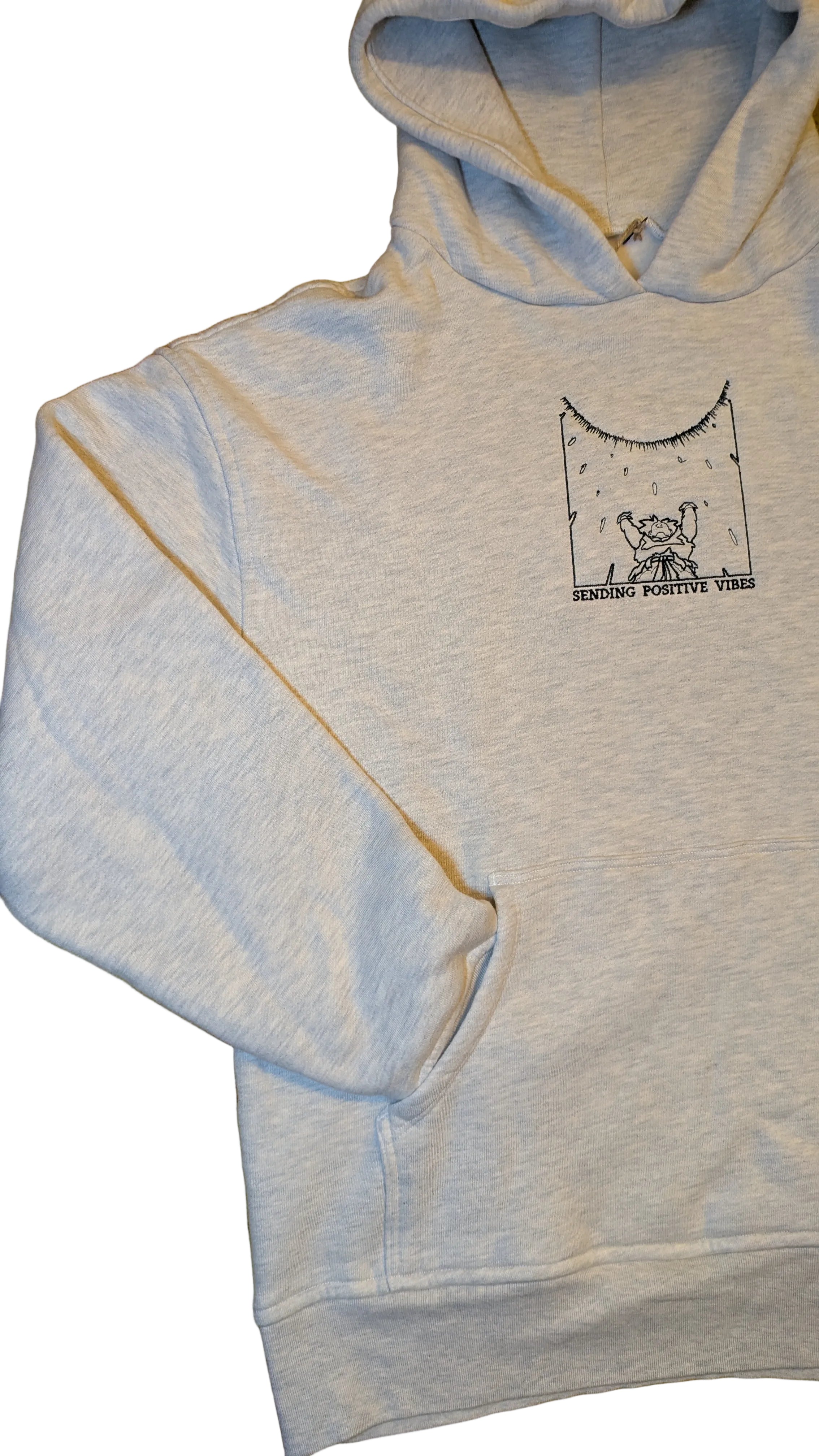 Hoodie- Goku, Sending Positive Vibes: Oversized Heavyweight 100% Cotton (Medium)