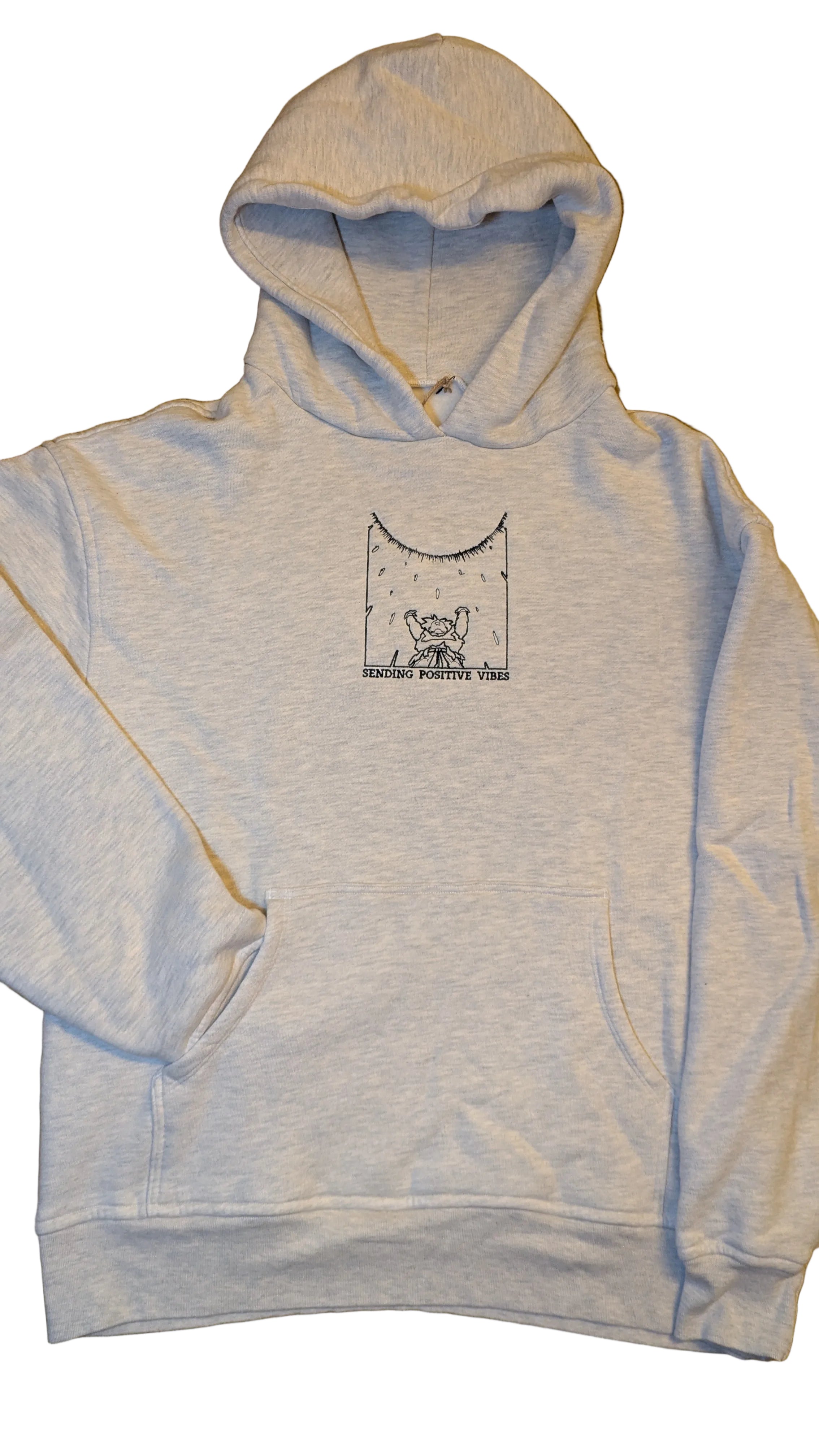 Hoodie- Goku, Sending Positive Vibes: Oversized Heavyweight 100% Cotton (Medium)