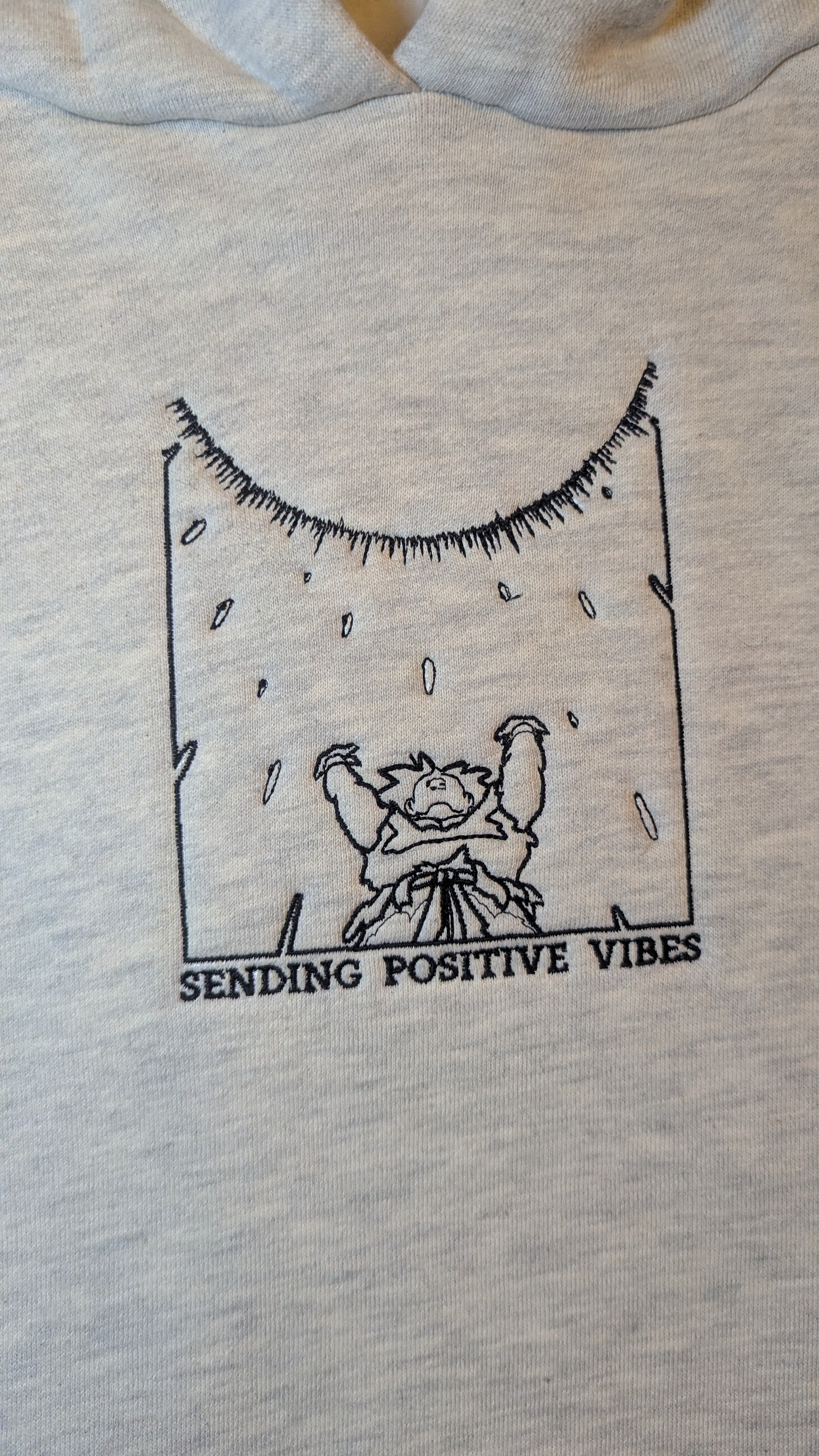 Hoodie- Goku, Sending Positive Vibes: Oversized Heavyweight 100% Cotton (Medium)